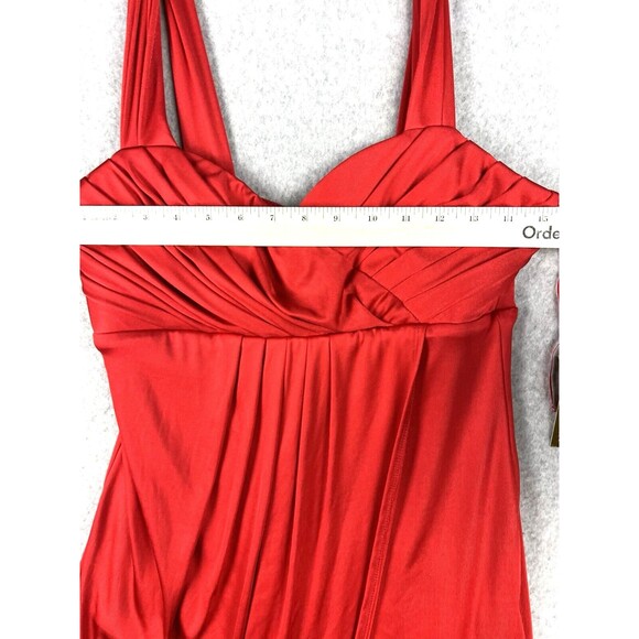 Alexia Admor Midi Dress Womens Large Red Wrap Bodice Empire Waist Made in USA - Picture 8 of 16